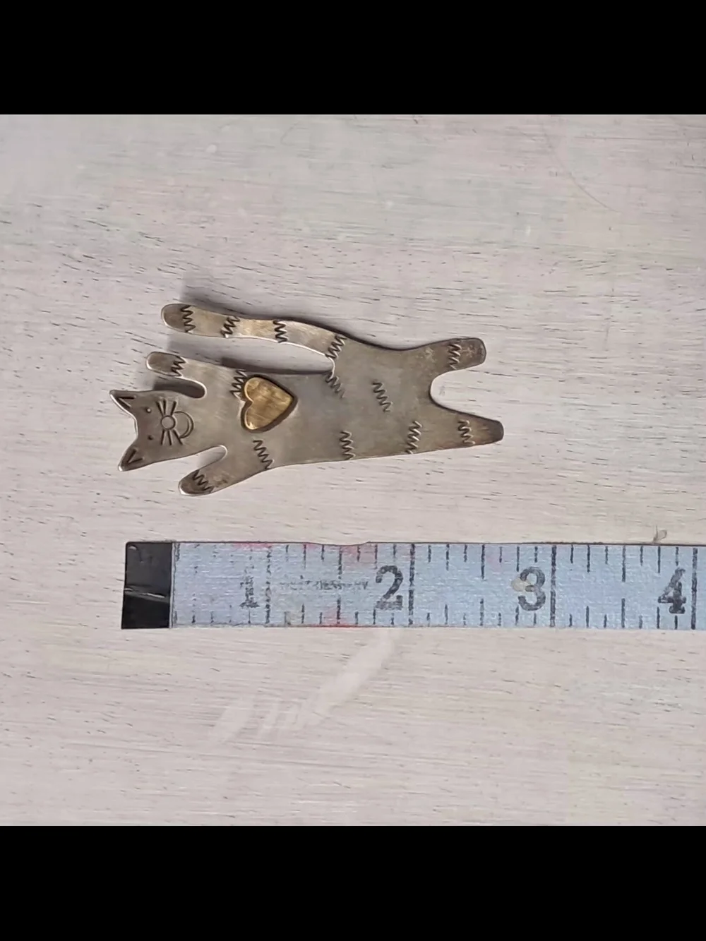 Vintage Taxco Sterling Silver And Brass Cat Brooch